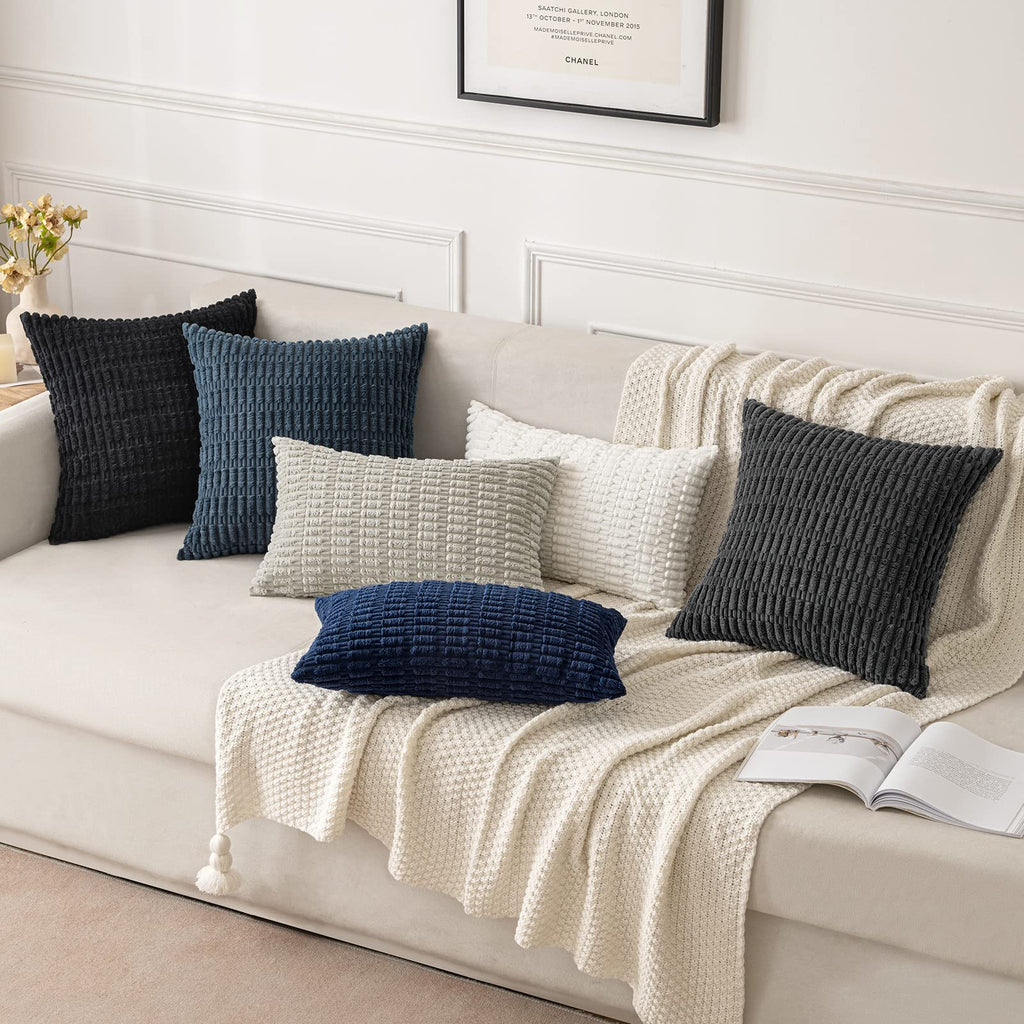 MIULEE Euro Sham Corduroy Decorative Throw Pillow Covers 24x24 Black