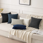 MIULEE Euro Sham Corduroy Decorative Throw Pillow Covers 24x24 Black