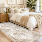 VECARF Runner Rug 2x6 Washable Rug, Vintage Boho Medallion Hallway Runner Non-Slip Soft Low Pile Distressed Floor Carpet Retro Doormat for Kitchen Bedroom Laundry Entryway Bathroom (Brown, 2'x6')