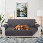 Reversible Sofa Covers Couch Cover Furniture Protector for Dogs Elastic Straps Water Resistant(Sofa,Dark Grey/Dark Grey)
