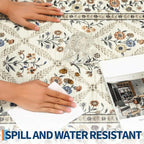 GarveeHome Washable Kitchen Runner 2x6 Non-Slip Floral Carpet Runner for Entryway Indoor Ultra Soft Stain Resistant Long Rugs Farmhouse Floor Mat for Hallways Laundry Bedroom Beige