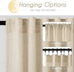 Greyish Beige Linen Curtain 90 inch Length 2 Panels Set Back Tab Light Filtering Living Room Curtain Drapes Home Office Modern Minimalist Decor Farmhouse Boho Neutral Semi Sheer Curtain 90 inch Long