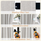Guken 108 Inch Long Natural 100% Blackout Curtains for Living Room Bedroom Back Tab Thermal Insulated Netural Farmhouse Black Out Linen Drapes Room Darkening Window Curtain 2 Panels Set, 9 FT