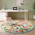Rugcomf Round Rug 6ft Washable Circle Rug Non Slip Low Pile Boho Floral Small Circular Rug for Bedroom, Bathroom, Entryway, Kids Room, Office, College Dorm(Green)