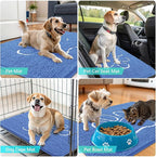 OLANLY Dog Door Mat for Muddy Paws 30x20, Paw Print Design, Absorbs Moisture and Dirt, Absorbent Non-Slip Washable Doormat, Quick Dry Chenille Mud Mat, Entry Indoor Entryway Carpet, Cornflower Blue