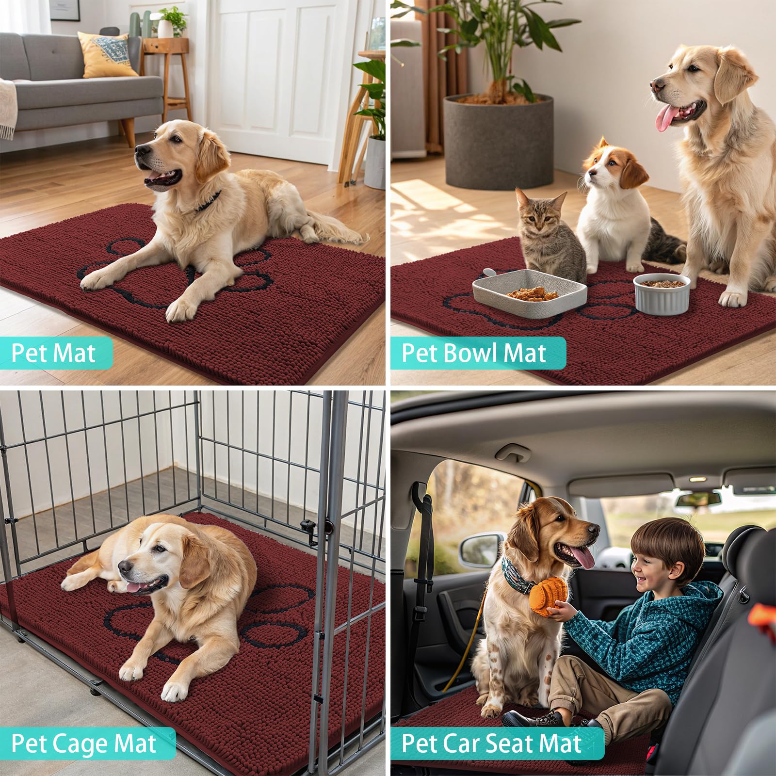 Smiry Dog Door Mat for Muddy Paws, Absorbent Non Slip Dirt Trapper, 30x20