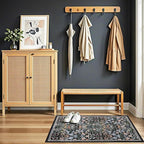 Entryway Rug 2X3 Small Rugs: Floral Washable Door Mat Vintage Soft Low Pile Non-Slip Kitchen Rugs Stain Resistant Indoor Throw Rug for Entrance, Bedroom, Kitchen, Laundry, Bathroom Dark Black