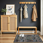 PLHXFR 2x3 Small Entryway Rug: Floral Washable Indoor Carpet Dark Black