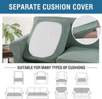 H.VERSAILTEX 4 Piece Stretch Sofa Covers for 3 Cushion Couch Covers for Living Room Furniture Slipcovers (Base Cover Plus 3 Seat Cushion Covers) Upgraded Thicker Jacquard Fabric (Sofa, Sage)