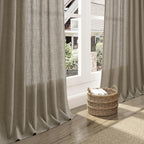 Mocha Linen Curtains 120 Inch Extra Long for Living Room Back Tab Light Filtering Semi Sheer Drapes Modern Farmhouse Boho Decor Cotton Textured Curtain for Floor to Ceiling High Window 52x120