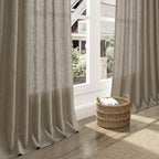 Mocha Linen Curtains 90 Inch Length 2 Panels Set for Living Room Rod Pocket Back Tab Window Drapes Light Filtering Modern Farmhouse Curtain 90 Inches Long for Dining Room Bedroom Nursery 52x90