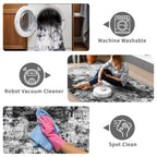 WIEVEDENS 2x3 Small Washable Area Rug: Non-Slip Indoor Door Mat for Entrance Doorway Kitchen Bedroom Living Room - Abstract Farmhouse Throw Rug for Modern Home Decor Black Grey