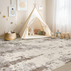 UERMEI 5x7 Area Rug Living Room Rugs - Washable Neutral Modern Abstract Soft Thin Rug Indoor Floor No Slip Rug Carpet for Bedroom Under Dining Table Home Office Decor - Brown/Grey/Beige