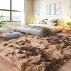 Pionblank 8x10 Rug for Living Room, Fuzzy Plush Large Area Rug Brown, Fluffy Modern Shag Non Slip Soft Furry Carpet for Bedroom Kids Room Nursery Teens Dorm Home, Tie-Dyed Coffee