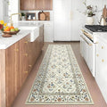 GarveeHome Washable Kitchen Runner 2x6 Non-Slip Floral Carpet Runner for Entryway Indoor Ultra Soft Stain Resistant Long Rugs Farmhouse Floor Mat for Hallways Laundry Bedroom Beige