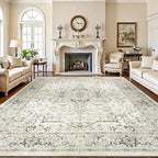 Lofus 8x10 Area Rugs for Living Room, Washable Area Rug, Rugs for Bedroom, Kitchen, Vintage Boho Carpet, Soft Non-Slip, Low Pile Large Area Rug for Office Dining Room, Beige and Brown