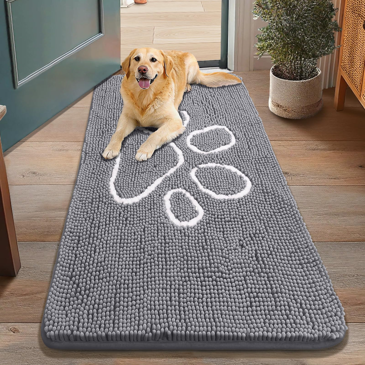 Smiry Dog Door Mat for Muddy Paws, Absorbent Non Slip Dirt Trapper, 48x30