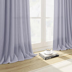 Nanspring Lavender Purple Linen Curtains 84 Inch Length 2 Panels Set for Living Room Boho Decor Light Filtering Semi Sheer Curtain Back Tab Modern Luxury Drapes for Bedroom Office 52x84