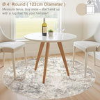 UERMEI 4ft Round Area Rug Living Room Rugs - 4x4 Washable Neutral Modern Abstract Soft Thin Rug Indoor Floor No Slip Rug Carpet for Bedroom Under Dining Table Home Office Decor - Brown Grey