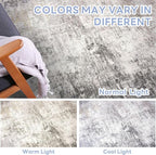 IOHOUZE Abstract Area Rug 4x6 Ft Washable Rugs for Entryway Indoor, Non Slip Small Living Room Rugs Printed Faux Wool Throw Rug, Floor Carpet for Kitchen Nursery Playroom, Grey Beige