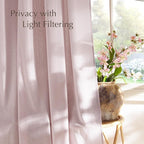 NICETOWN Linen Blush Pink Curtains for Girls Room, Grommet Thick Flax Linen Window Treatments Privacy Assured with Light Filtering for Bedroom/Kids Room, 2 Panels, W55 x L84