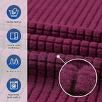 KEKUOU Stretch Single Sofa Slipcover 1 Piece Couch Sofa Cover (31"-55") Furniture Protector 1 Seater Sofa with Elastic Bottom for Kids,Pet.Jacquard Small Checked Pattern Fabric(Small,Wine)