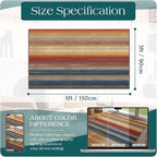 3x5 Ombre Entry Rug - Small Washable Indoor Outdoor Mats for Front Door Non-Slip Porch Rug Rust Blue Modern Rainbow Throw Rugs for Living Room Bedroom Entryway Kitchen Office Porch Decor
