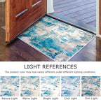 KOZYFLY Small Area Rug 2x3 Rug Entryway Rugs Indoor Non-Slip Modern Abstract Machine Washable Rug, Kitchen Mats for Floor Front Door Rug Low Pile Small Carpet Floor Mats, Turquoise/Beige/Grey/Yellow