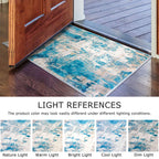 KOZYFLY Modern Abstract Runner Rug 2x6 Turquoise/Beige/Grey/Yellow Runners for Hallways Kitchen Rug Non Slip Washable Carpet Rug Runner Laundry Mat with Soft Low Pile for Entryway Bathroom Bedroom