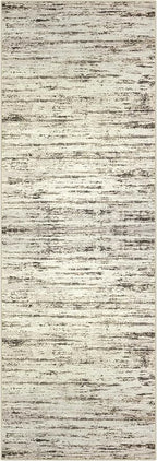 Lansny Modern Abstract Runner Rug, 2x6 Feet, Beige, Faux Wool, Machine Washable, Non-Slip, Soft, Kid & Pet Friendly