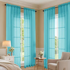 OVZME Turquoise Bedroom Curtains 2 Panel Sets 96 Inch Length, 59 Inch Extra Wide Light Filtering Voile Drapes Light Airy Window Drapes for Patio Door Living Room Bedroom Dining, 59Wx96L Inches