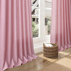Nanspring Rose Linen Curtains 90 Inch Long 2 Panels Set Back Tab Rod Pocket Semi Sheer Light Filtering Boho Style Neutral Farmhouse Lightweight for Bedroom and Living Room 52x90