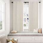 Guken 100% Blackout Linen Curtains for Bedroom 63 Inches Long Natural Cream Black Out Curtain Back Tab Thermal Insulated Room Darkening Window Drapes for Living Room 2 Panels Beige Ivory 52x63