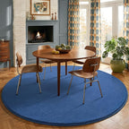 Amearea Blue Round Area Rugs 5ft Washable Circle Rugs for Bedroom Living Room, Fluffy Indoor Thickened Memory Foam Rug, Non Slip Minimalist Circular Carpet for Kids Boys Girls Dorm Nursery Room Decor