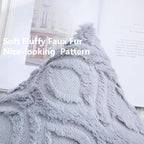 decorUhome Faux Fur Plush Soft Blue Grey Throw Pillow Covers 16x16 Set of 2