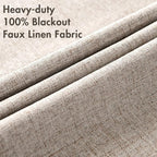 MIULEE Blackout Curtains for Bedroom Linen Texture Solid Thermal Insulated Natural Khaki Grommet Room Darkening Curtains & Drapes Luxury Decor for Living Room Nursery 52x45 Inch (2 Panels)