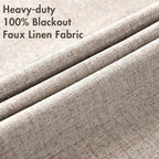 MIULEE 100% Blackout Linen Curtains for Bedroom 52x96 Inches Khaki