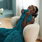 Bedsure GentleSoft Fuzzy Sherpa Faux Fur Twin Blanket Teal Cozy Gifts for Women Men, Soft Fleece Plush Warm Thick Blanket Twin Size for Bed, Couch, Room Dorm Essentials Teal Decor Gifts, 60x80