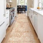2'6"x12' Washable Hallway Runner Rug - Non Slip Kitchen Runner Rugs with Rubber Backing Vintage Low-Pile Carpet Runners for Entryway Dining Room Laundry Room Home Decor (Brick)