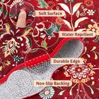 Yamaziot Christmas Runner Rug 2x8 – Red Floral Washable Non-Slip Carpet Runner Christmas Holiday Decor, Soft Low Pile Christmas Rug for Hallway, Kitchen, Entryway