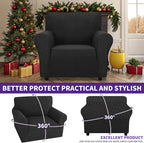 ZNSAYOTX Super Stretch Chair Slipcover Universal Sofa Chair Covers for Living Room Dogs Pet Furniture Protector Spandex Armchair Slipcovers with Anti Slip Foam Sticks (Black, Chair)