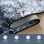 Rugflix 8x10 Area Rugs for Living Room, Washable Large Rug Stain-Resistant Low Pile, Modern Dark Carpet for Dining Room Home Office Kid Room Nursery Bedroom, Navy Blue/Black