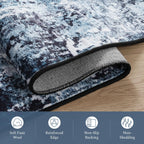 Rugflix Round Area Rugs 8Ft for Living Room, Washable Navy Blue Circle Rug
