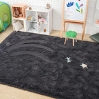 Amearea Premium Soft Fluffy Rug Modern Shag Carpet, 5.3x7.5 Feet, Fuzzy Plush Rugs for Living Room Bedroom Kids Room Home Decor, Nursery Non Slip Indoor Shaggy Carpets, Dark Grey