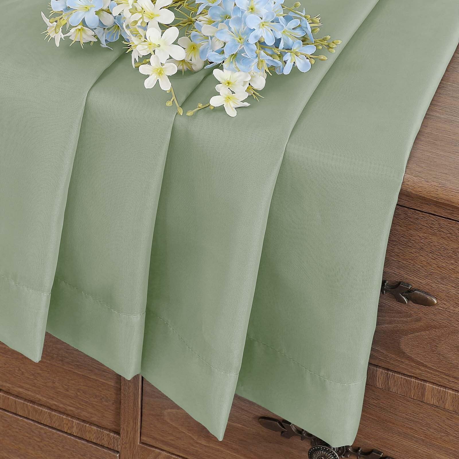 Ebesto Sage Green Small Sheer Curtains Tier 24 Inches Length 2 Pieces, Light Filtering Cafe Curtains for Living Room Bathroom, Modern Window Treatments Dual Rod Pocket Panels, 2X42Wx24L Inches