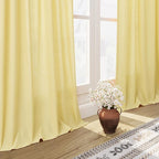 Nanspring Yellow Linen Curtains 80 Inches Long for Bedroom Back Tab Light Filtering Privacy Sheer Yellow Curtain Modern Farmhouse Coastal Decor Cotton Textured Gauze Drapes 2 Panel Set 52x80