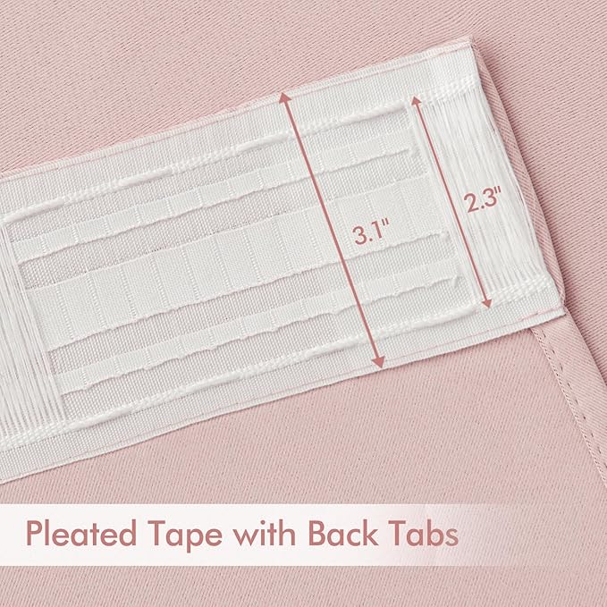 MIULEE Light Pink Back Tab Blackout Curtains 52x84 Inch Length 2 Panels Set