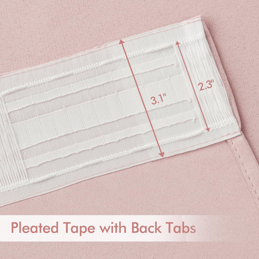MIULEE Light Pink Back Tab Blackout Curtains 52x102 Inch Long 2 Panels Set