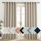 NICETOWN Oatmeal Vintage Open Linen Weave Flax Thermal Curtains, 100% Blackout Curtains 84" Long for Dining Room, Soundproof Window Treatment Drapes for Dining Room, 62" Wide Per Panel, Set of 2
