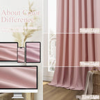 Guken Pink 100% Blackout Linen Curtains 102 Inch 2 Panels Set for Girl's Bedroom, Living Room, Nursery, Back Tab Rod Pocket Thermal Insulated Black Out Drapes Room Darkening Window Curtains